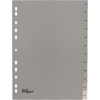 BÜROLINE Register PP A4 40953 grau Jan-Dec FR