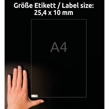 AVERY ZWECKFORM Typenschild-Labels 25,4x10mm L6008-20 silber, Laser 3780 St./20 Bl.