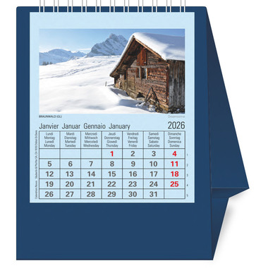 NOVOS Calendario tavolo Natura 2026 997045 1M/1P blu scuro ML 11.5x14cm