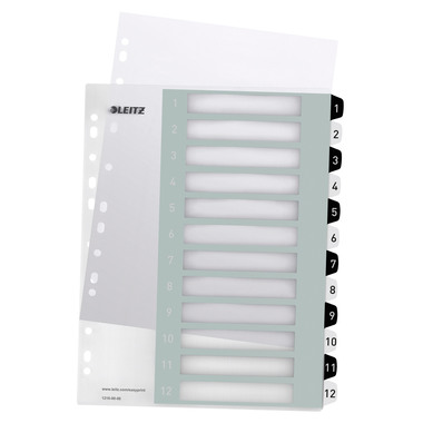 LEITZ Register PP WOW A4+ 1216-00-00 schwarz/weiss 12-teilig