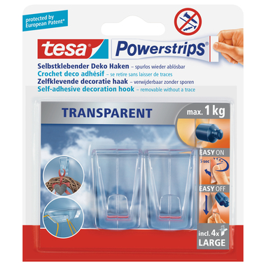 TESA Powerstrips Deco XL 588130000 transparent 2 Haken