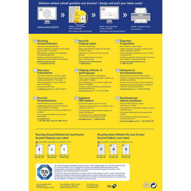 AVERY ZWECKFORM Adressetiketten 199,6x143,5mm LR7168100 recycling 200 Stück