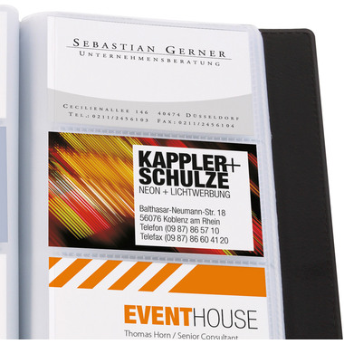 SIGEL Visitenkarten-Mappe,Lederop. VZ172 schwarz,matt,192 ST.