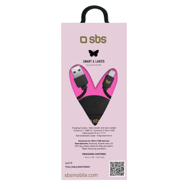 Retractable Micro USB cable with mirror