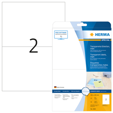 HERMA Etichette Special 210×148mm 4683 trasparente 50 pezzi