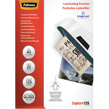 FELLOWES Laminiertasche A3 5396501 glanz, 125my 25 Stk