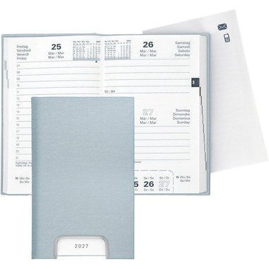 BIELLA Geschäftsagenda Disponent 2027 807401060027U 1T/1S hellblau ML 10.1x16cm