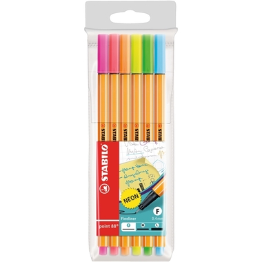 STABILO Fineliner Point 88 0.4mm 88/6-1 6x neon