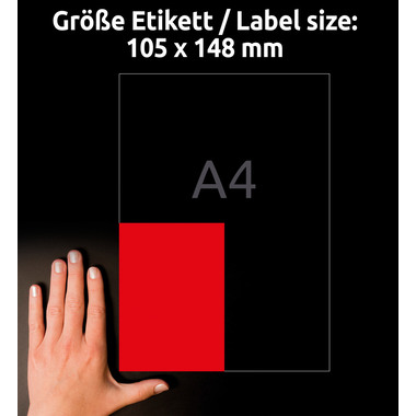 AVERY ZWECKFORM Etiquettes 105x148mm 3456 rouge 400 pcs.