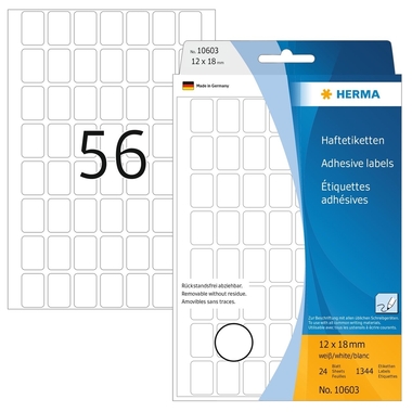 HERMA Etiquettes Amovibles 12×18mm 10603 blanc, non perm. 1792 pcs.