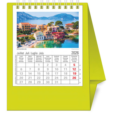 NOVOS Tischkalender Europa 2026 500091 1M/1S hellgrün ML 11.5x14cm
