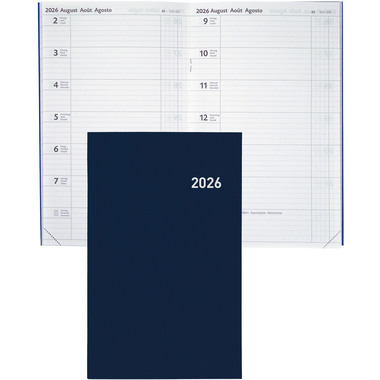 BIELLA Agenda Compact 2026 807370050026U 1S/2P bleu ML 15x24cm
