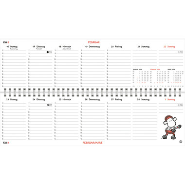 HEYE Wochenplaner Sheepworld 2026 21742+26 1W/1S DE 32.5x9.3cm