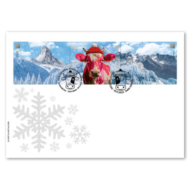 Enveloppe spéciale Crypto Stamp CHLI 2.0, Rose Timbres isolés (2 timbres, valeur d'affranchissement CHF 17.00) sur enveloppe spéciale C5, oblitéré