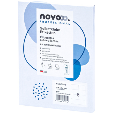 NOVOOO Etiketten 105x74mm 67156 weiss 800 Stück