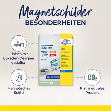 AVERY ZWECKFORM Magnet-Schilder 210x297mm J8867-5 Inkjet 5 Stk./5 Bl.
