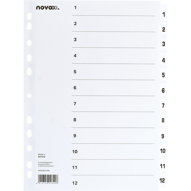 NOVOOO Kartonregister A4 40622 weiss 1-12