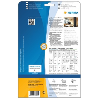 HERMA Etiketten 210x297mm 8020 transparent, 25 Blatt