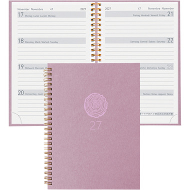 BIELLA Agenda Memento Natural 2027 858692400027U 1S/2P rose 10.1x14.2cm