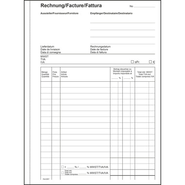 FAVORIT Rechnungen D/F/I A5 8211 OK blau/weiss 50x2 Blatt