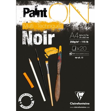 CLAIREFONTAINE Paint'On A4 975169C Schwarz 20 Blatt