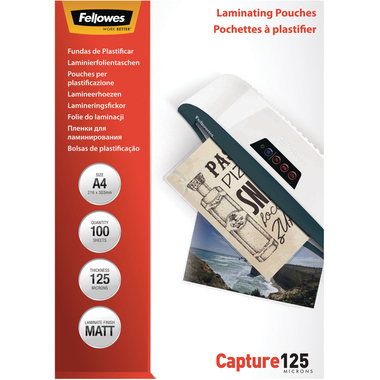 FELLOWES Pochettes à plastifier A4 5328502 mat, 125my 100 pcs.