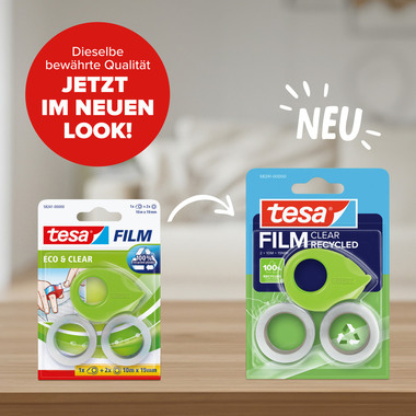 TESA Klebeband 19mmx10m 582410000 Clear Recycled, grün, 2 Stück