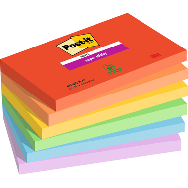 POST-IT Super Sticky Notes 127x76mm 655-6SS-PLAY PLAYFUL Collection 6x90 Blatt