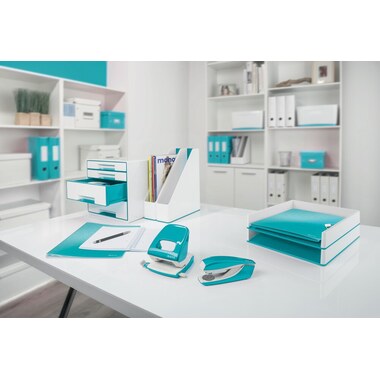 LEITZ Corbeille à courrier WOW A4 5361-10-51 blanc/bleu