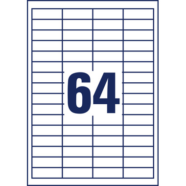 AVERY ZWECKFORM Etiketten 48,5×16,9mm 3667-200 weiss 14080 Stk./200+20 Blatt