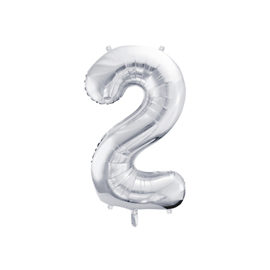 PARTYDECO Folienballon Ziffer 2 86cm FB1M-2-018 silber