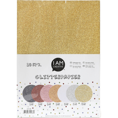 I AM CREATIVE Carta glitterata A4 4070.99 multicolore, 100g 10 pezzi