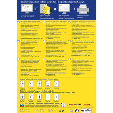 AVERY ZWECKFORM Versandetiketten 199,6x289,1mm L7167-100 weiss 100 Stk./100 Blatt