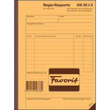 FAVORIT Regierapport Deutsch A5 9183 OK weiss 50x3 Blatt