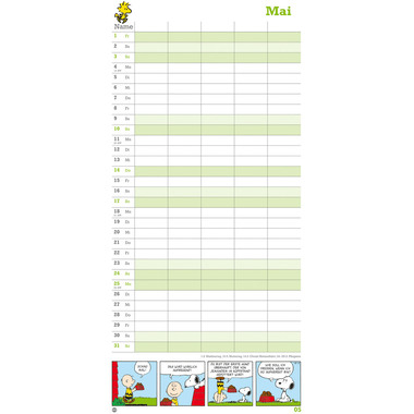 HEYE Planificateur Peanuts 2026 1589+26 1M/1P AL 5 colonnes 21x45cm