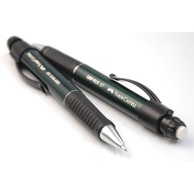 FABER-CASTELL Druckbleistift GRIP PLUS 0.7mm 130700 metallic-grün, Radierer