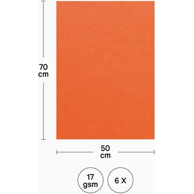 I AM CREATIVE Papier de soie 4073.04 50x70cm, orange 6 feuilles