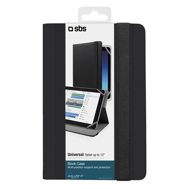 Étui livre universel Book avec fonction stand pour tablette jusqu'à 12 pouces, couleur noir