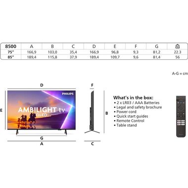 Philips TV 75PUS8500/12 75" 4K Ambilight TV, 2025