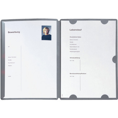 PAGNA Bewerbungsmappe Select A4 22016-06 grau 3-teilig 3 Stück