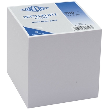WEDO Ersatzzettel 9x9cm 27026520 geleimt 700Bl. weiss