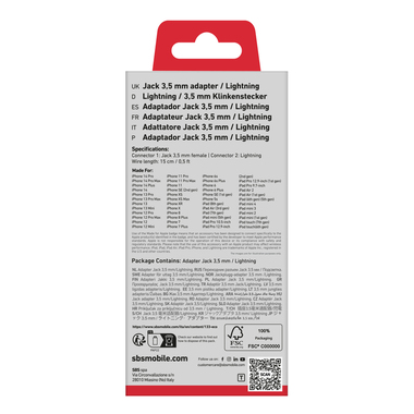 Adaptateur jack femelle - Lightning mâle pour iPhone