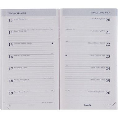 BREPOLS Agenda Breplan 774 Seta 2026 0.774.2121 1W/1S ass. 9x16cm