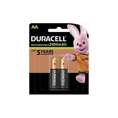 Duracell Batteria Ricaricabile NiMH AA 2500 mAh, 2 pezzi