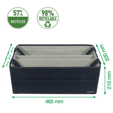 LEITZ Hot Desk Stofftasche 6444-00-89 samtgrau 3 Fächer 46.5x21x20cm
