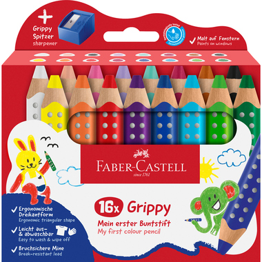 FABER-CASTELL Farbstifte Grippy 110645 inkl. Spitzer 16 Stück