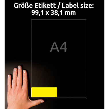 AVERY ZWECKFORM Etiketten 99,1x38,1mm L7263Y-25 gelb 350 Stück
