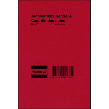 FAVORIT Contrôle voiture D/F 5206 12,0×18,0cm 16 feuilles