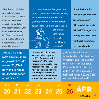 HEYE Calendrier Witze fürs Klo 2026 1373+26 1S/1P AL 17.5x17.5cm