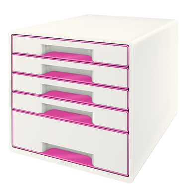 LEITZ Schubladenbox WOW Cube A4 52142023 weiss/pink 5 Schubladen